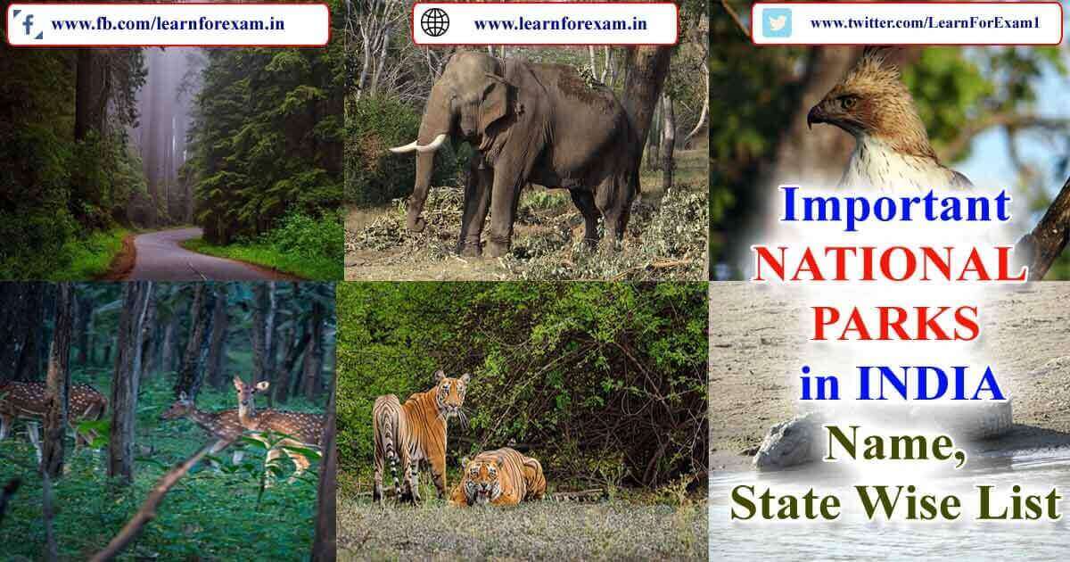 NATIONAL PARK in India STATE Wise