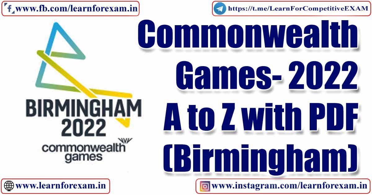 Birmingham Commonwealth Games in 2022 A to Z with PDF